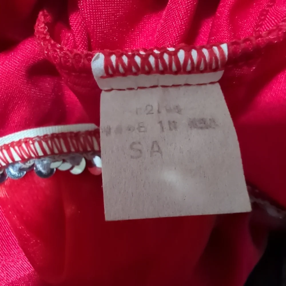 Dance Wear Red Embellished Sequin Beaded Formal Ballerina Skirted Leotards EUC
